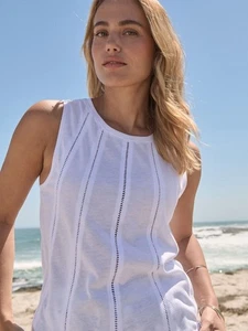 TOG24 Women's chloe white Vest Cotton Sleeveless Top cotton t shirt size 18 20 - Picture 1 of 7