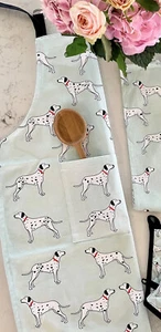 NEW Apron Cooking Kitchen Baking Bar Cafe Chefs Dalmatians Dog Print - Picture 1 of 4