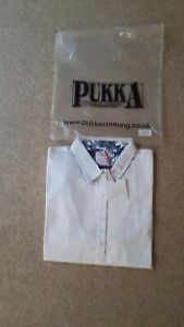 pukka white blouse size 4 white with blue floral
