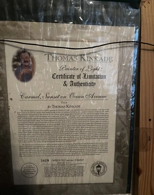 Caramel, Sunset on Ocean Avenue Limited Edi Thomas Kinkade #562 /4950 18"X27" - Image 1 of 2