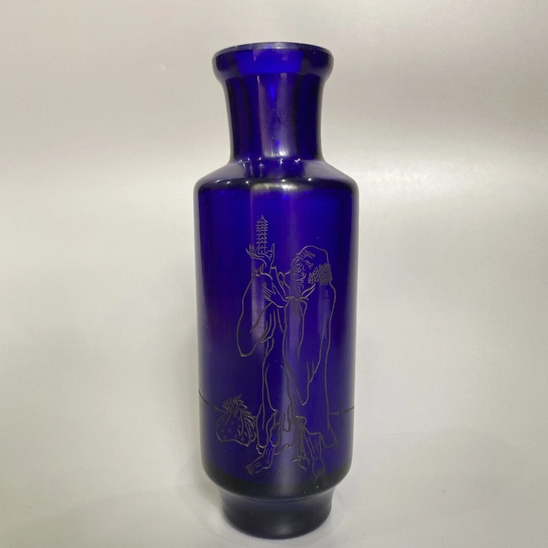 蓝色中国风玻璃花瓶| eBay