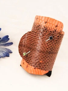 Bracelet/Bracelet IN Leather Wide Leather Of Python IN Colour Orange And Black - Picture 1 of 5