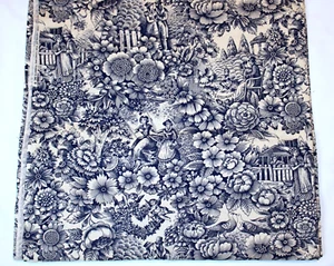 Tela de algodón azul Toile Matrimony Joan Kessler para Concord 43" de ancho x 1 yarda por comprar - Imagen 1 de 8