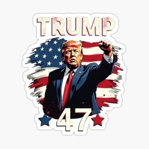 DONALD TRUMP 47º PRESIDENTE bandera puño arriba pegatina EE. UU. América - Imagen 1 de 1