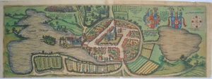 Eutin Schleswig-Holstein alter dekorativer Braun und Hogenberg Kupferstich 1580 - Picture 1 of 3