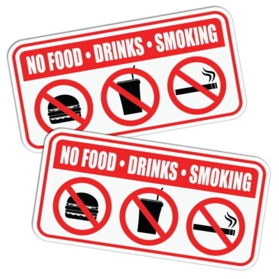 2x No smoking drinking eating sticker vehicle bus van food window 3M vinyl decal - Image 1 of 2