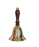 Solid Brass Wooden Handle School Dinner Hand Bell Hand bell 16cm Reception Bell