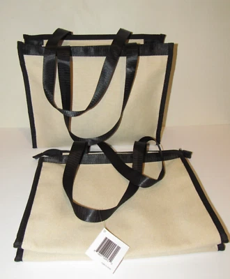 2 件帆布包套装梅西百货米色黑色购物托特包手提包钱包袋全新奶油色 — 第 1/4 张图片