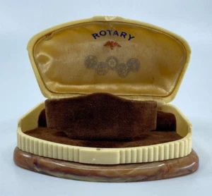 Vintage Rotary Watch Presentation Display Box Case Bakelite Velvet Art Deco - Picture 1 of 17
