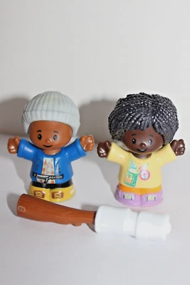 Fisher Price Little People African American Boy Girl Camping Hiking Marshmallow - Image 1 of 4