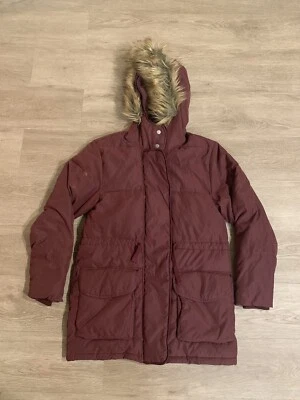 Abercrombie Fitch Parka Jacket Mens Small Red Long Sleeve Full Zip Fur Hood Logo - Image 1 of 4