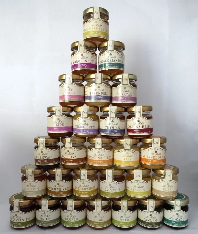 Honey 20x 50g 100% Bee Honey Sample Set 20 Different Varieties Feldt Honey - Image 1 of 1