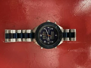 SUG 1883 Rare Blue Bezel CHRONOGRAPH DIGI-ANALOG DUAL TIME VINTAGE MENS WATCH - Picture 1 of 5