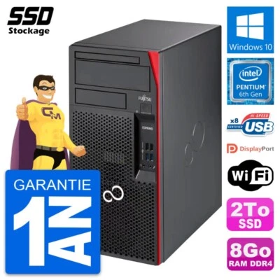PC tour Fujitsu Esprimo P557 Intel Pentium G4400 RAM 8Go SSD 2To Windows 10 Wifi - Imagen 1 de 4