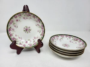 5 Haviland & Co Limoges 5 5/8" Pink Floral Fruit/Berry Bowls - Picture 1 of 4