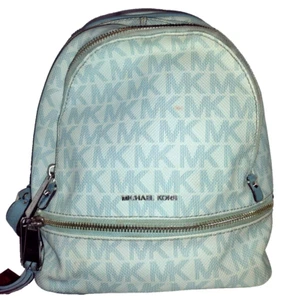 Michael Kors Rhea Rare White & Soft Sky Blue Medium Backpack - Picture 1 of 12