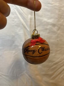 Merry Christmas Handmade Basketball Ornament Ceramic Hand-painted - Picture 1 of 3