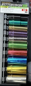 Pittsburgh Pro 3/8" Drive SAE Deep Wall 6 Point Color-Coded Socket Set 10 Pc Set - Picture 1 of 3