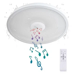 Smart Waterproof LED Ceiling Light Fixture,with Bluetooth Speaker,11 Inch,18 ... - Picture 1 of 7