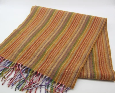 Highland Tweeds The Feel Of Scotland 100% Lambswool Stripe Fringe Scarf UK #1383 - Image 1 of 4