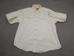 Vintage Woolrich Shirt Men Extra Large XL Creme Hunting Canvas Camping Safari - Picture 1 of 11