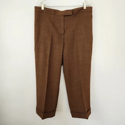 Pantalón de vestir Jone's New York para mujer 16 marrón a cuadros mezcla de lana carrera preppy Foto 1 de 4