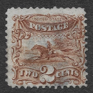 MMK Philately: US Scott #113 Used Light Cancel 2c Post Horse and Rider SCV $80 - Picture 1 of 2