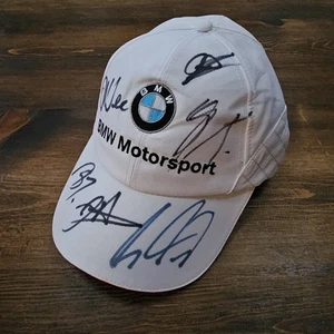 BMW Lifestyle Hat Embroidered Logo White Adjustable Strapback Motorsports Signed - Picture 1 of 13