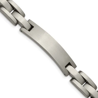 Men's 10mm Engravable I.D. Titanium Satin Link Bracelet - 8.75 Inch - Image 1 of 4