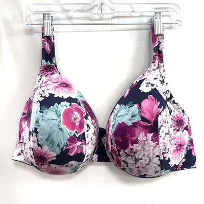 Cacique Lane Bryant Plus Bra Size 44DD Purple Floral Lightly Lined full coverage - Image 1 of 4