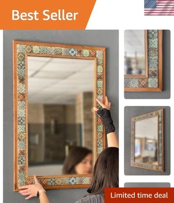 Марокканская этническая мозаика настенное зеркало 63x93 см - декоративный акцент для жилых помещений - Изображение 1 из 4