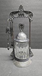 Vintage Derby Silver Co viktorianische Gurkenrolle mit Zange Eulen versilbert - Bild 1 von 16