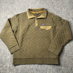 Patagonia Snap T Sweater Mens L Quilted Olive Green Hiking Pullover - Picture 1 of 4