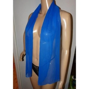 Vintage Blue Long Sheer Nylon Scarf pinup retro rockabilly neck scarve - Picture 1 of 10