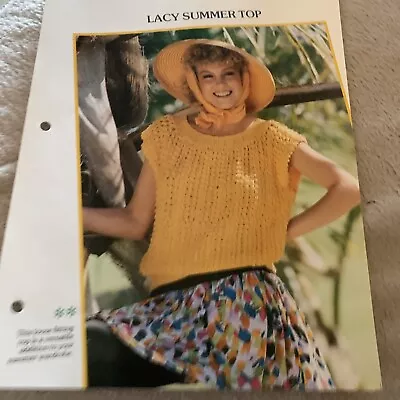 VINTAGE CREATIVE KNITTING PATTERN - LACY SUMMER TOP - Image 1 of 4