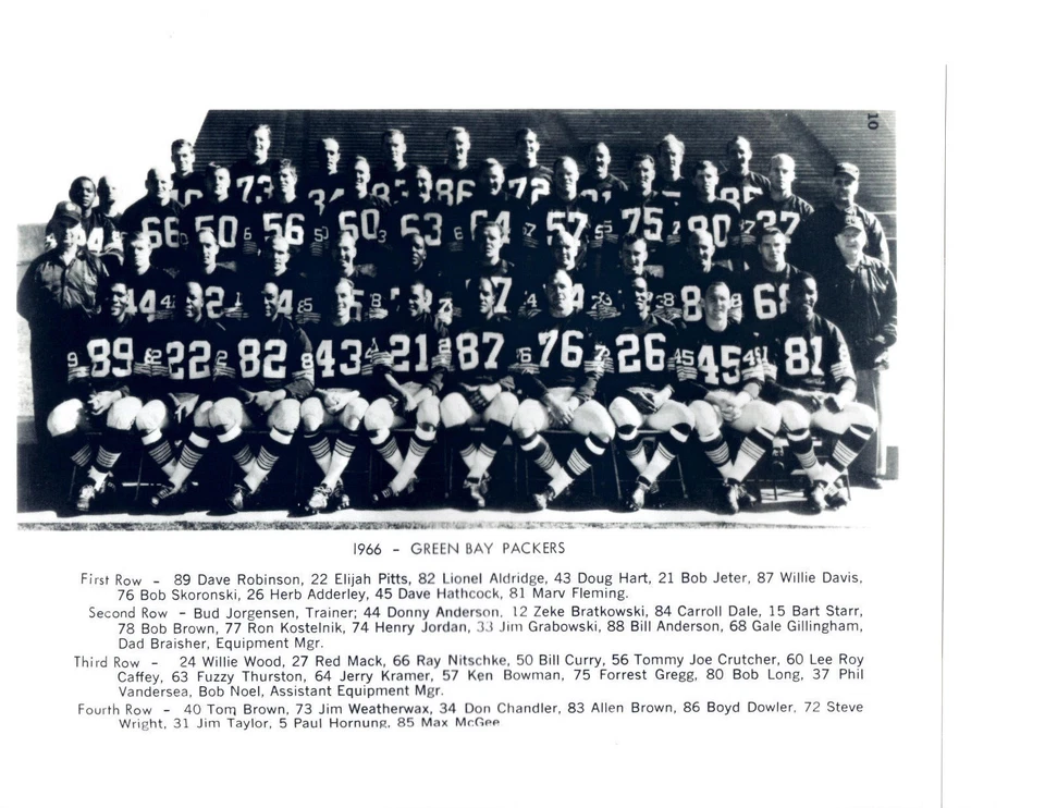 1966 WORLD CHAMPION GREEN BAY PACKERS  8X10 TEAM PHOTO  FOOTBALL SUPER - Image 1 of 1