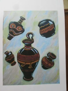 Kunstdruck im archäologischen Stil, "alte Vasen", 11" x 14" schwarz - Bild 1 von 5