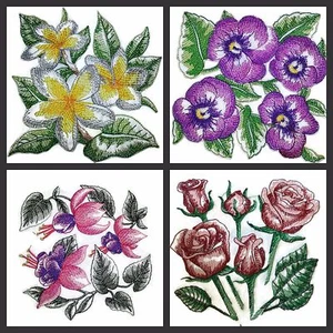 Parche de hierro bordado de colección de flores esbozadas - Imagen 1 de 9