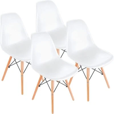 Set of 4 Mid Century Modern DSW Dining Side Chair Wood Metal Legs - Image 1 of 4