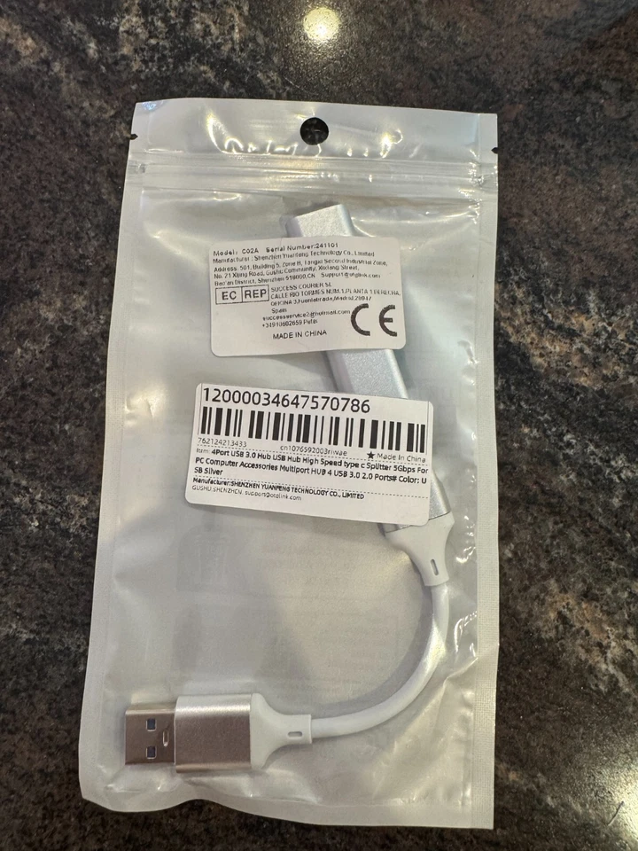 USB 3.0 4 Port Hub Splitter For PC Mac MacBook Notebook Laptop Desktop Portable - Image 1 of 1