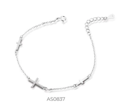Bracciale con croci in argento 925 e zirconi BLU JEWELS - Immagine 1 di 2