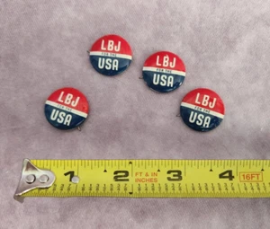 Set of 4 LBJ For the USA President 1964 Johnson Political Campaign Pin 1" - Picture 1 of 3