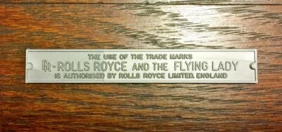 POCHER ORIGINAL RARE ROLLS ROYCE "FLYING LADY" IDENTIFICATION MODEL PLATE  - Immagine 1 di 2