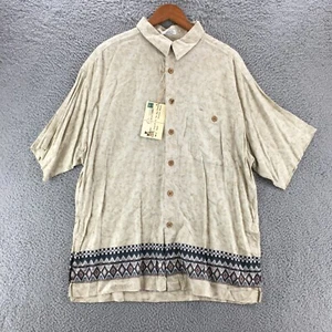 ME Sport Hawaiian Short Sleeve Shirt Mens XL Beige Button Up Rayon Casual NWT - Picture 1 of 16