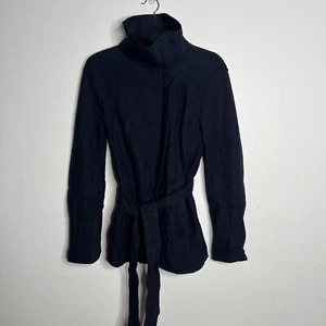 Ann Taylor Wool Blend Navy Zip Up Funnel Neck Jacket Navy Size Small - Picture 1 of 6