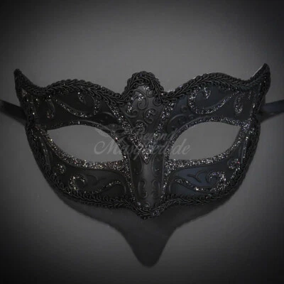 Petite Mardi Gras Venetian Masquerade Mask for Women M31041 Black Mask - Image 1 of 4