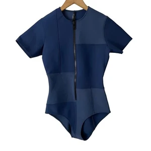 Neu mit Etikett Lisa Marie Fernandez Neoprenanzug blau Colorblock Reißverschluss vorne Gr. 2 US 4-6 - Bild 1 von 8