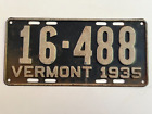 1935 Vermont License Plate All Original Paint