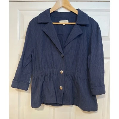 Chaqueta Blazer Laura Ashley Azul Marino Algodón Elástico Cintura Ajustada Manga 3/4 XL Foto 1 de 4