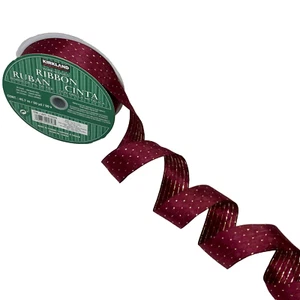 Kirkland Wire Edge Ribbon Gold Burgundy 50 Yards Holiday Christmas Bow Gift 1.5" - Picture 1 of 24